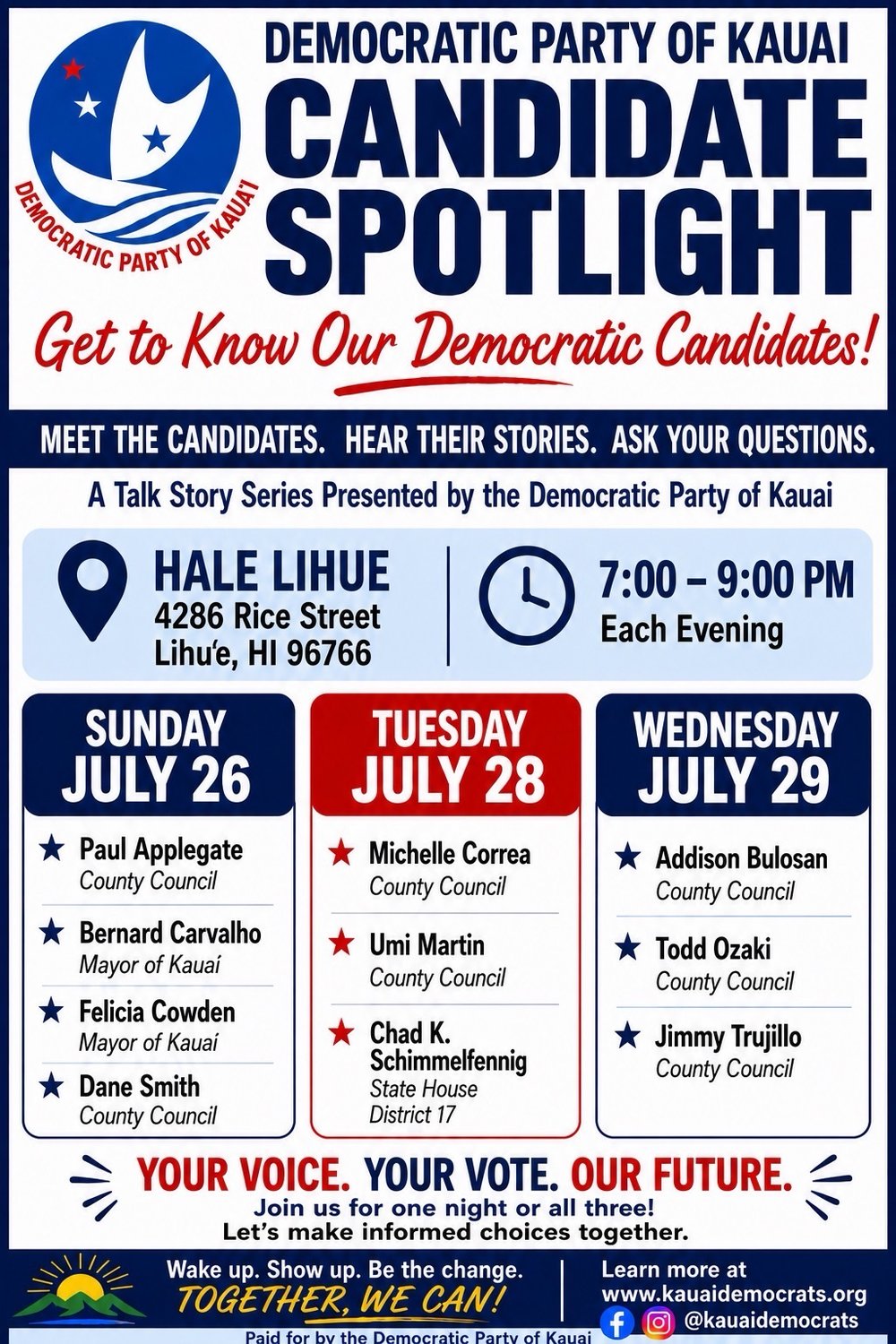 Indivisible Kaua'i community meeting schedule