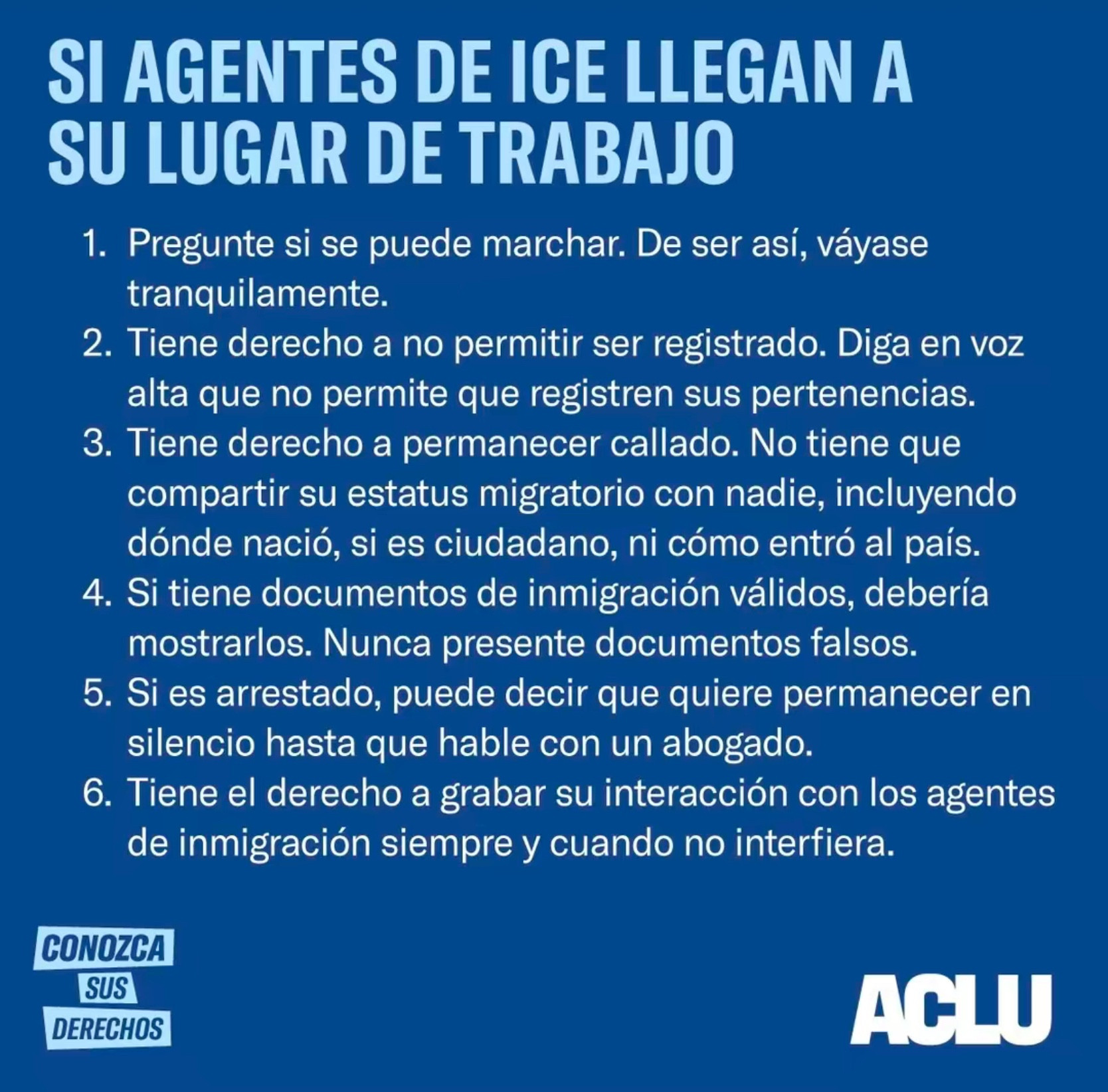 Spanish: how to deal with ICE if they come to your workplace